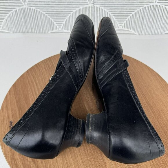XSensible Black Leather Mary Jane Style Shoes Low Heels Buckle Strap Size 39 - Picture 5 of 9